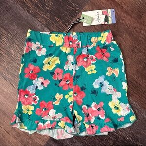 Joules Girl's Teal Floral Shorts with Ruffle Leg